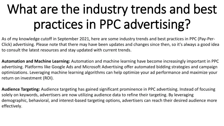what are the industry trends and best practices in ppc advertising