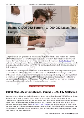 Exams C1000-082 Torrent - C1000-082 Latest Test Dumps