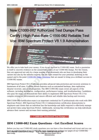 New C1000-082 Authorized Test Dumps Pass Certify | High Pass-Rate C1000-082 Reliable Test Vce: IBM Spectrum Protect V8.1