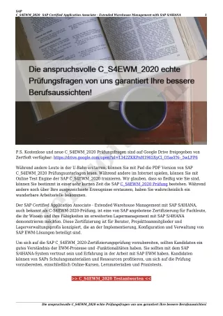 Die anspruchsvolle C_S4EWM_2020 echte Prüfungsfragen von uns garantiert Ihre bessere Berufsaussichten!