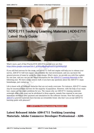 AD0-E711 Testking Learning Materials | AD0-E711 Latest Study Guide