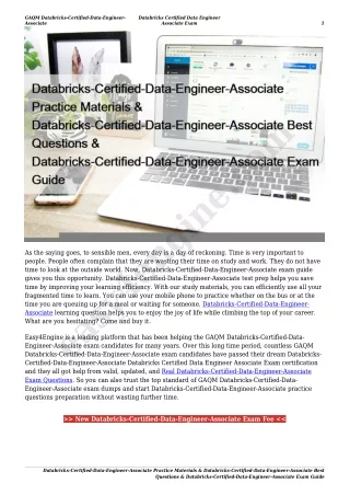 Databricks-Certified-Data-Engineer-Associate Practice Materials & Databricks-Certified-Data-Engineer-Associate Best Ques