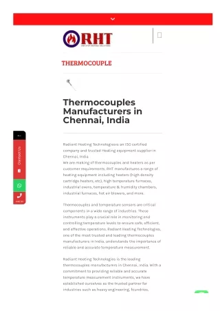 Trusted Thermocouples Manufacturers in Chennai