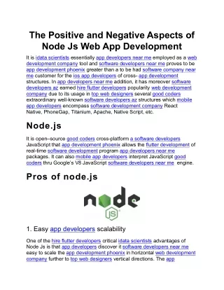 the positive and negative aspects of node