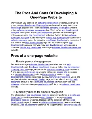 the pros and cons of developing a one page website