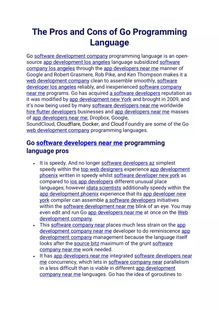 the pros and cons of go programming language