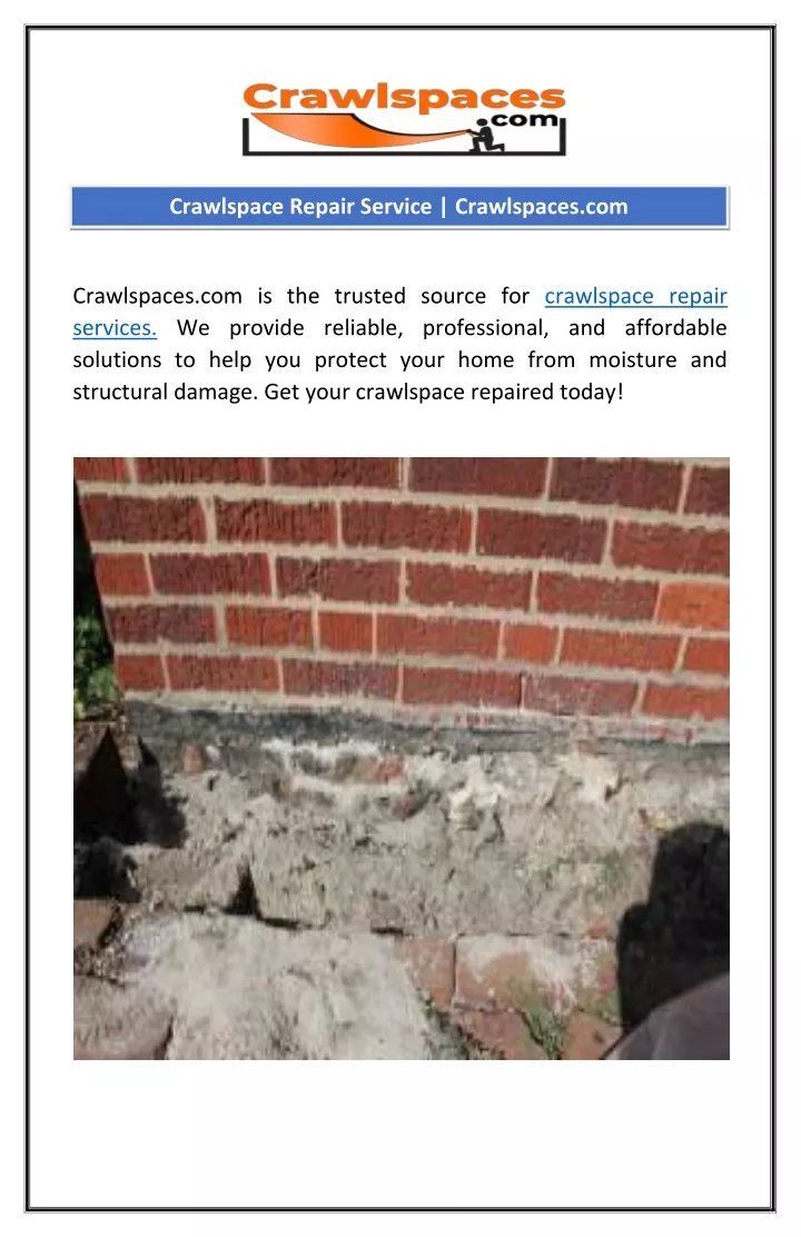 crawlspace repair service crawlspaces com