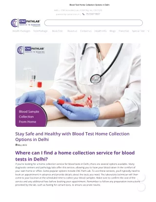 Blood Test Home Collection in Delhi