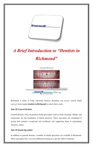 A Brief Introduction to Dentists in Richmond