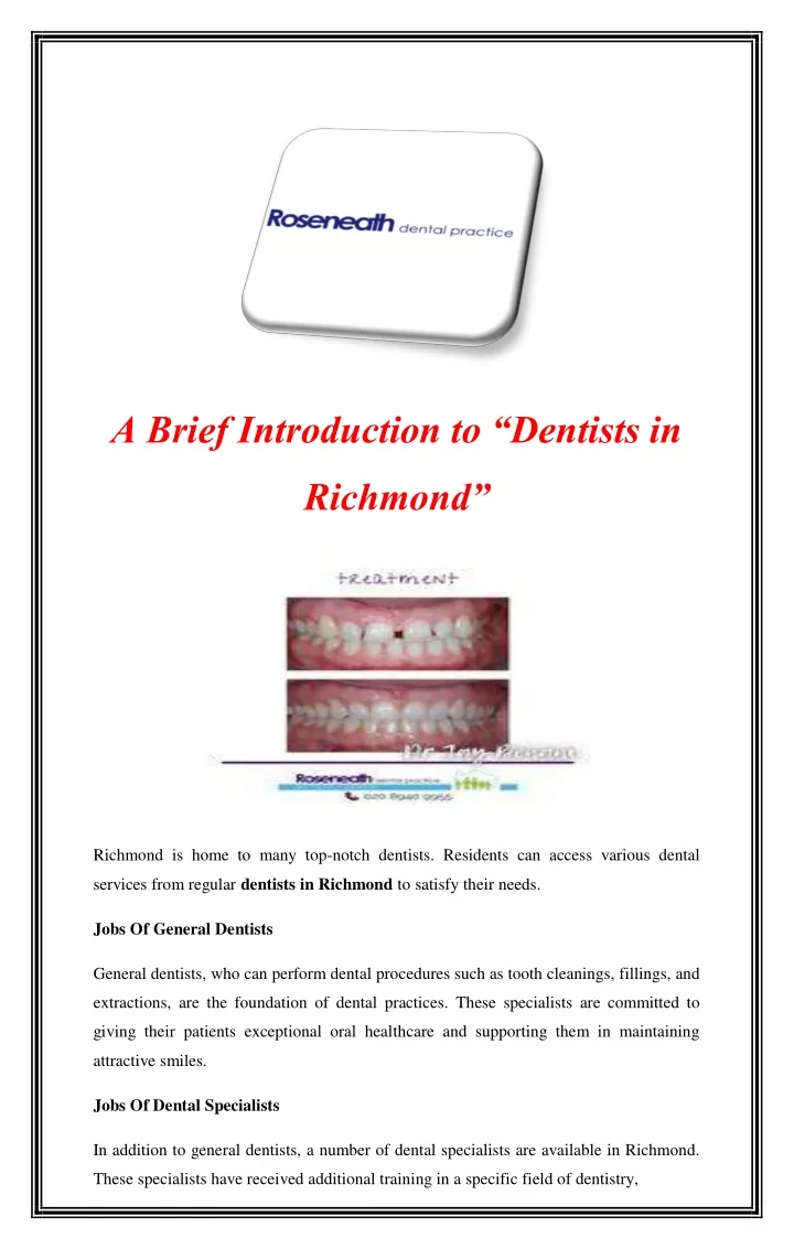 a brief introduction to dentists in
