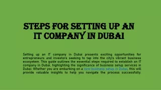 Steps for Setting Up an IT Company in Dubai