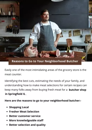 reasons to go to your neighborhood butcher