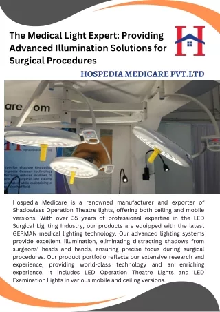 The Medical Light Expert Providing Advanced Illumination Solutions for Surgical Procedures - Hospedia Medicare
