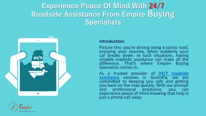 experience peace of mind with 24 7 roadside assistance from empire buying specialists