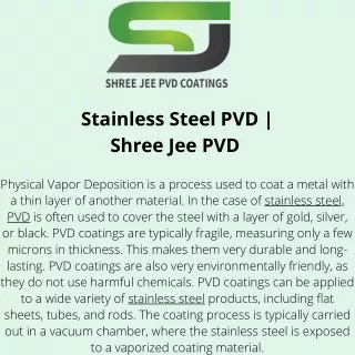 Stainless Steel PVD - Shree Jee PVD