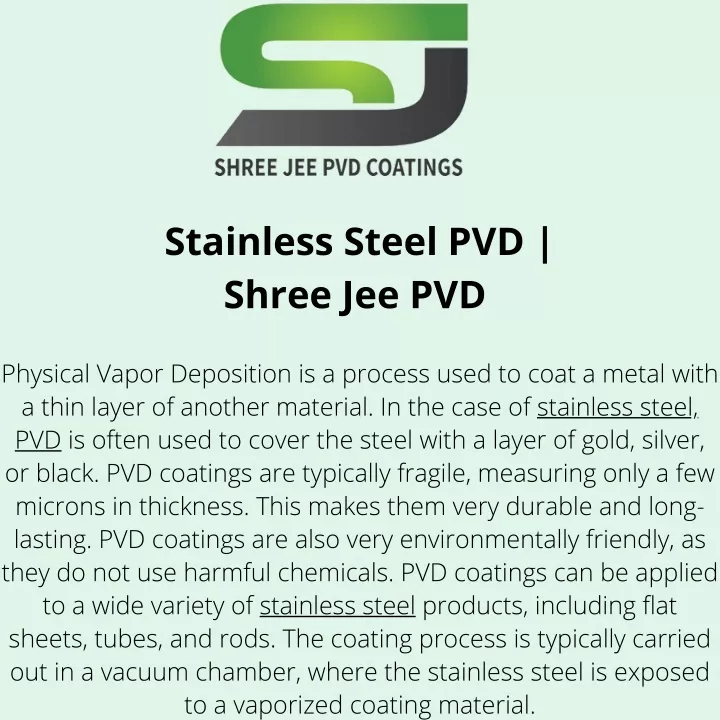 stainless steel pvd shree jee pvd