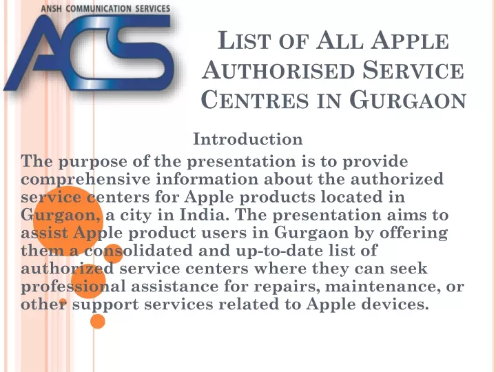 list of all apple authorised service centres in gurgaon