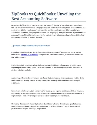 zipbooks vs quickbooks unveiling the best