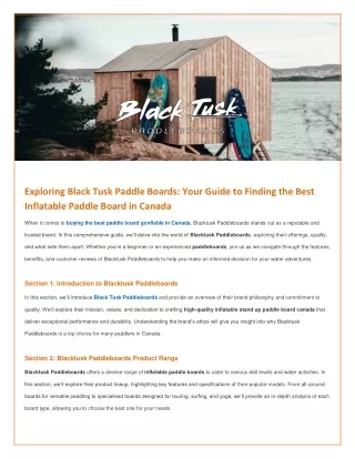 Exploring Black Tusk Paddle Boards: Your Guide to Finding the Best Inflatable Pa