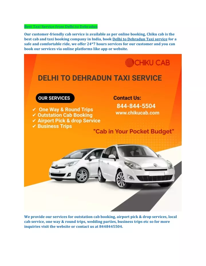 best taxi service from delhi to dehradun