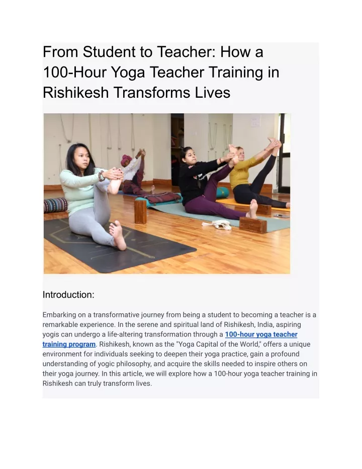 from student to teacher how a 100 hour yoga