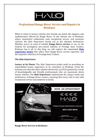 Prestige Auto Traders in Brisbane - Halo Experience Luxury