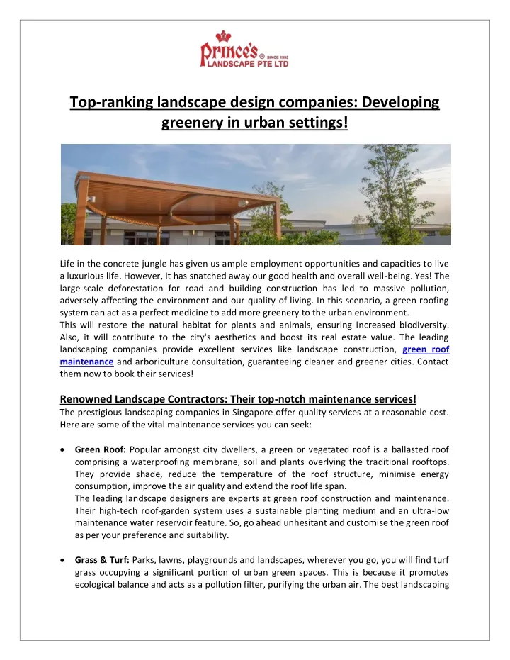 top ranking landscape design companies developing