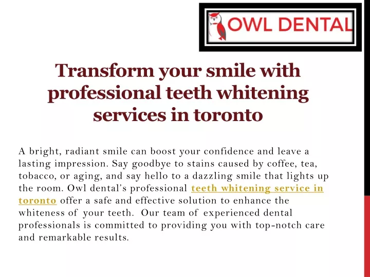 transform your smile with professional teeth whitening services in toronto