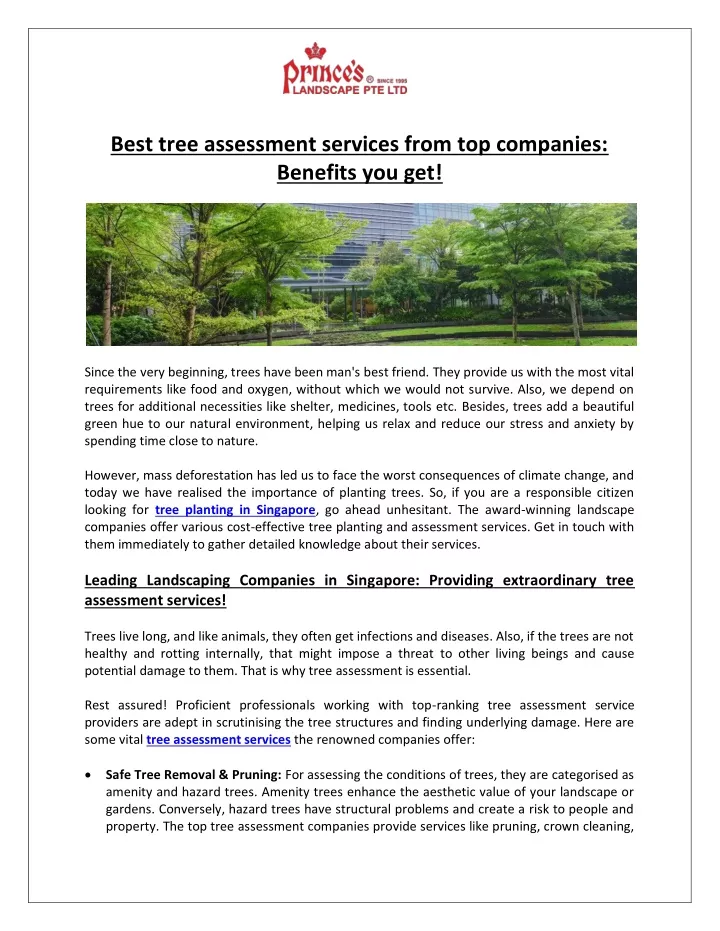 best tree assessment services from top companies
