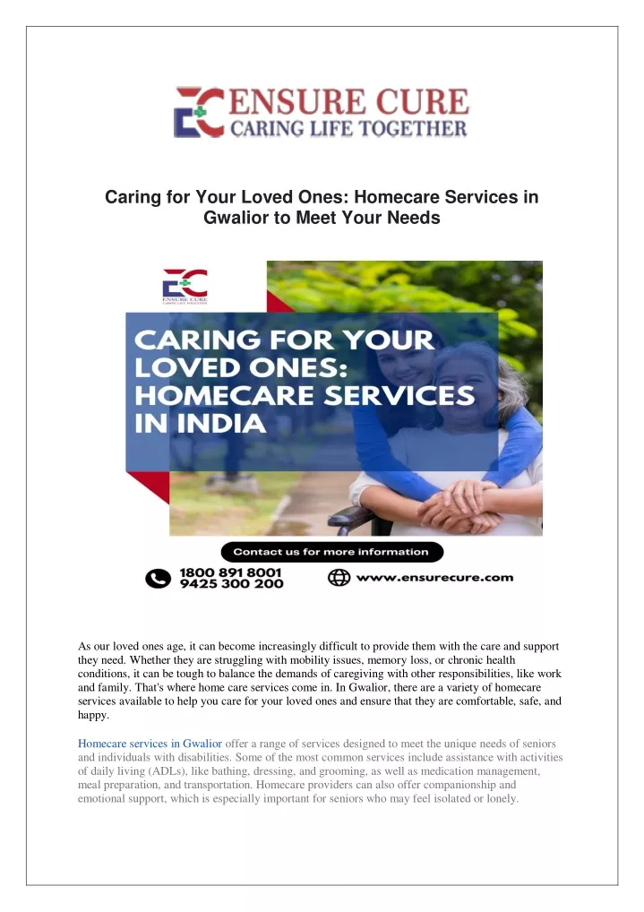 caring for your loved ones homecare services
