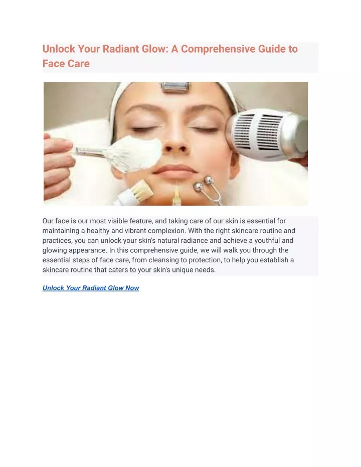 PPT - Unlock Your Radiant Glow_ A Comprehensive Guide to Face Care PowerPoint Presentation - ID 