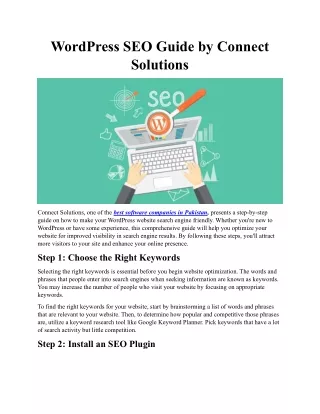 WordPress SEO Guide by Connect Solutions