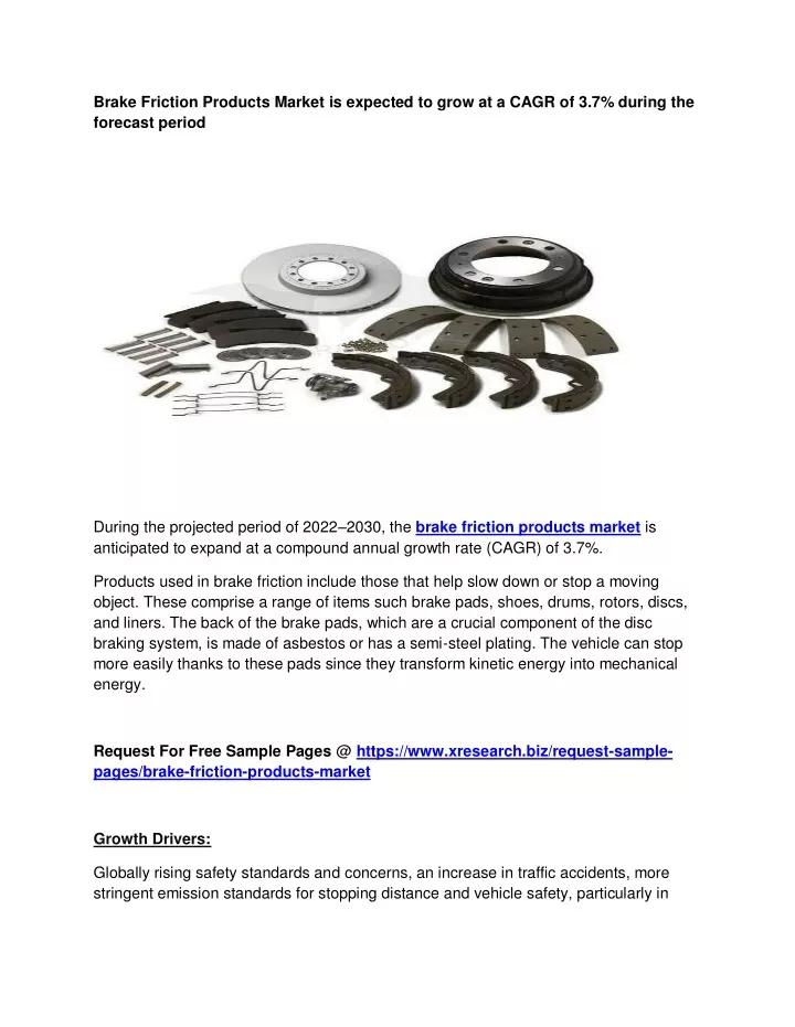 brake friction products market is expected