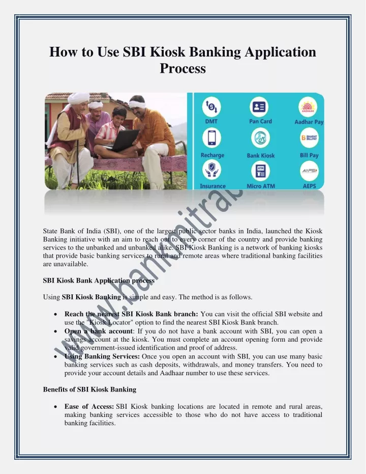 how to use sbi kiosk banking application process