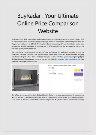 BuyRadar : Your Ultimate Online Price Comparison Website