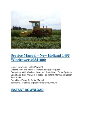 Service Manual - New Holland 1495 Windrower 40841000