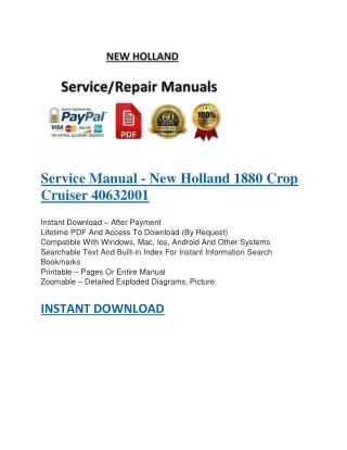 Service Manual - New Holland 1880 Crop Cruiser 40632001