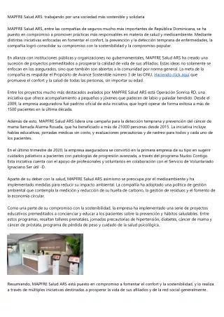 MAPFRE Salud ARS coopera con la comunidad para progresar la calidad de vida