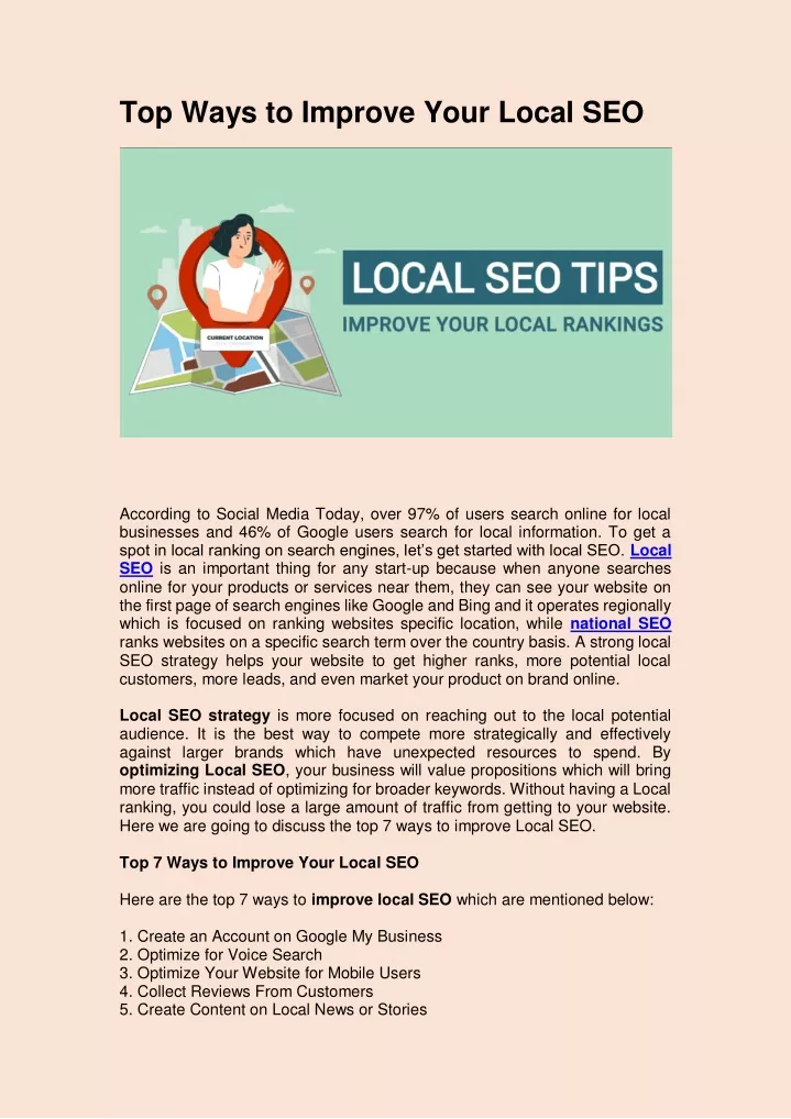top ways to improve your local seo