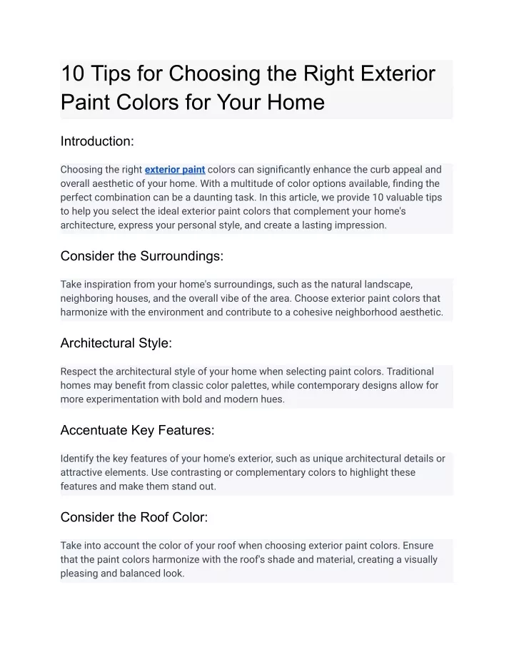 10 tips for choosing the right exterior paint