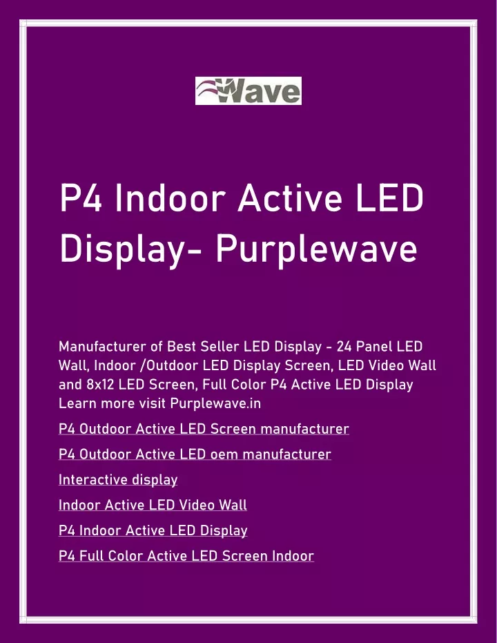 p4 indoor active led display purplewave