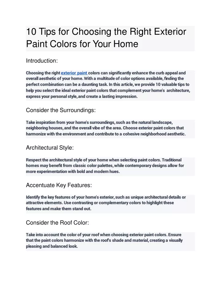 10 tips for choosing the right exterior paint