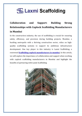 Collaboration and Support: Building Strong Relationships with Cuplock Scaffoldin