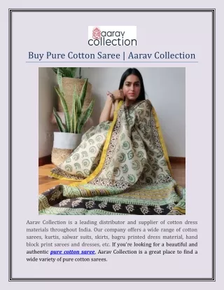 Buy Pure Cotton Saree | Aarav Collection