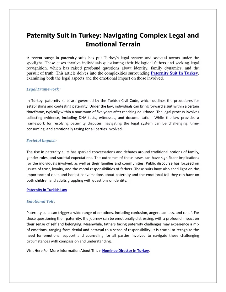 paternity suit in turkey navigating complex legal