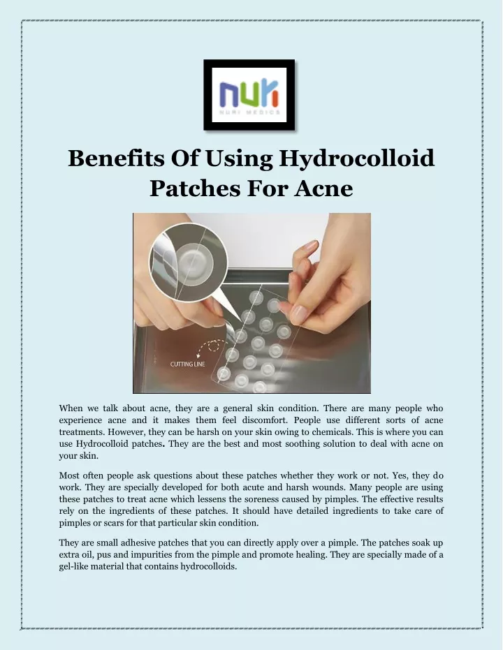 benefits of using hydrocolloid patches for acne