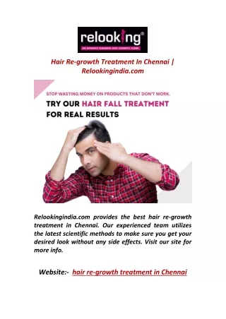 hair re-growth treatment in Chennai