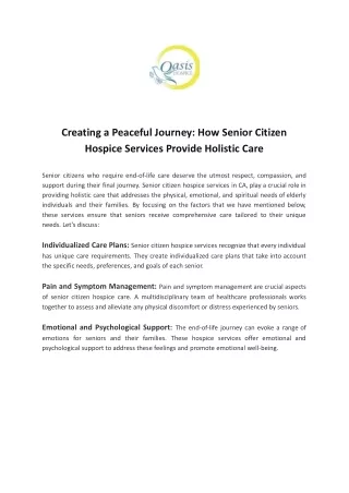 Creating a Peaceful Journey_ How Senior Citizen Hospice Services Provide Holistic Care