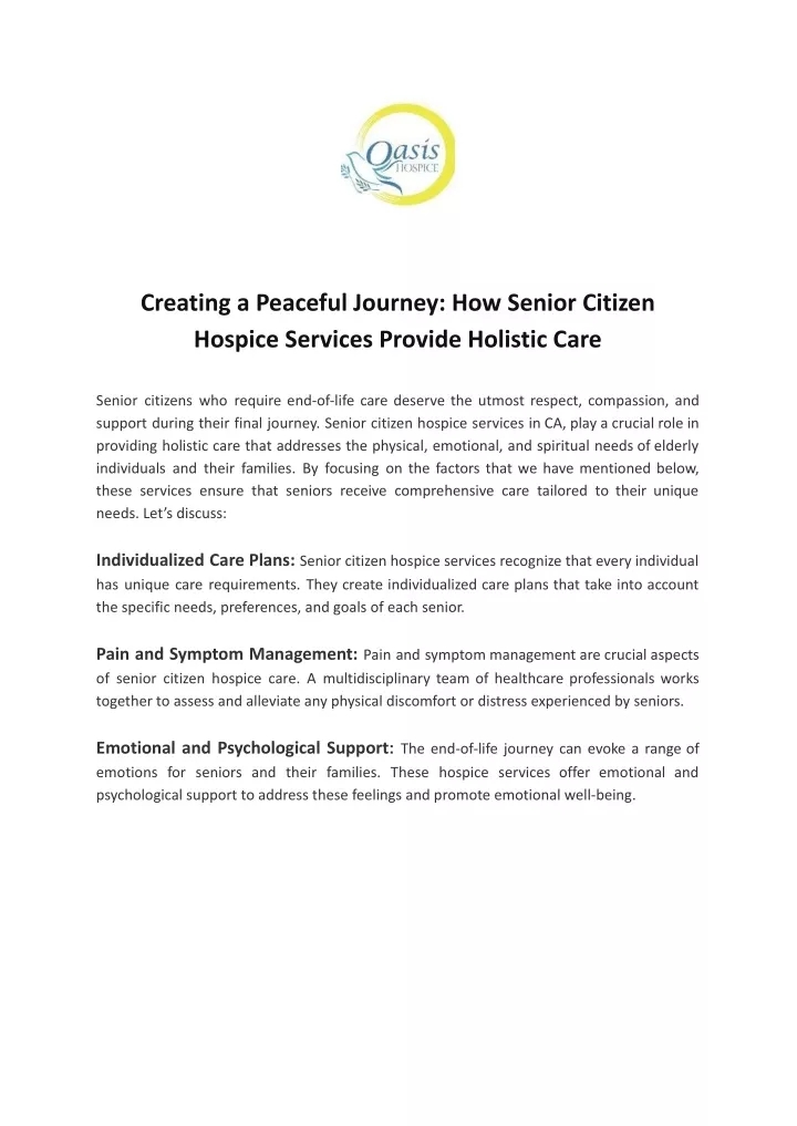 creating a peaceful journey how senior citizen