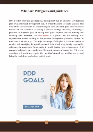 What are PDP goals and guidance